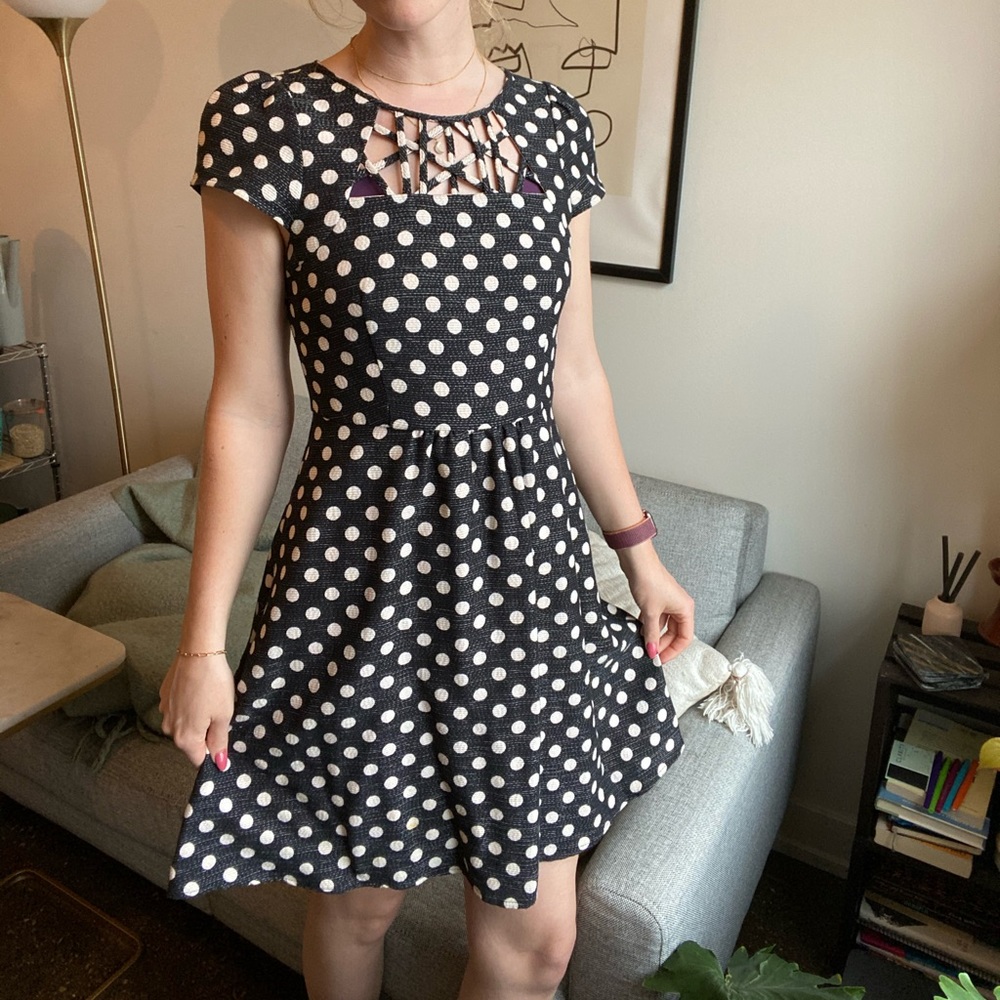 50s style polka-dot dress with cutouts